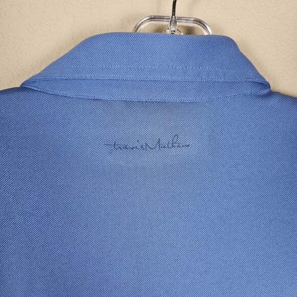 Travis Mathew Cabana Golf Polo Mens M Chest Stripe Logo Blue Casual Performance - Picture 5 of 14